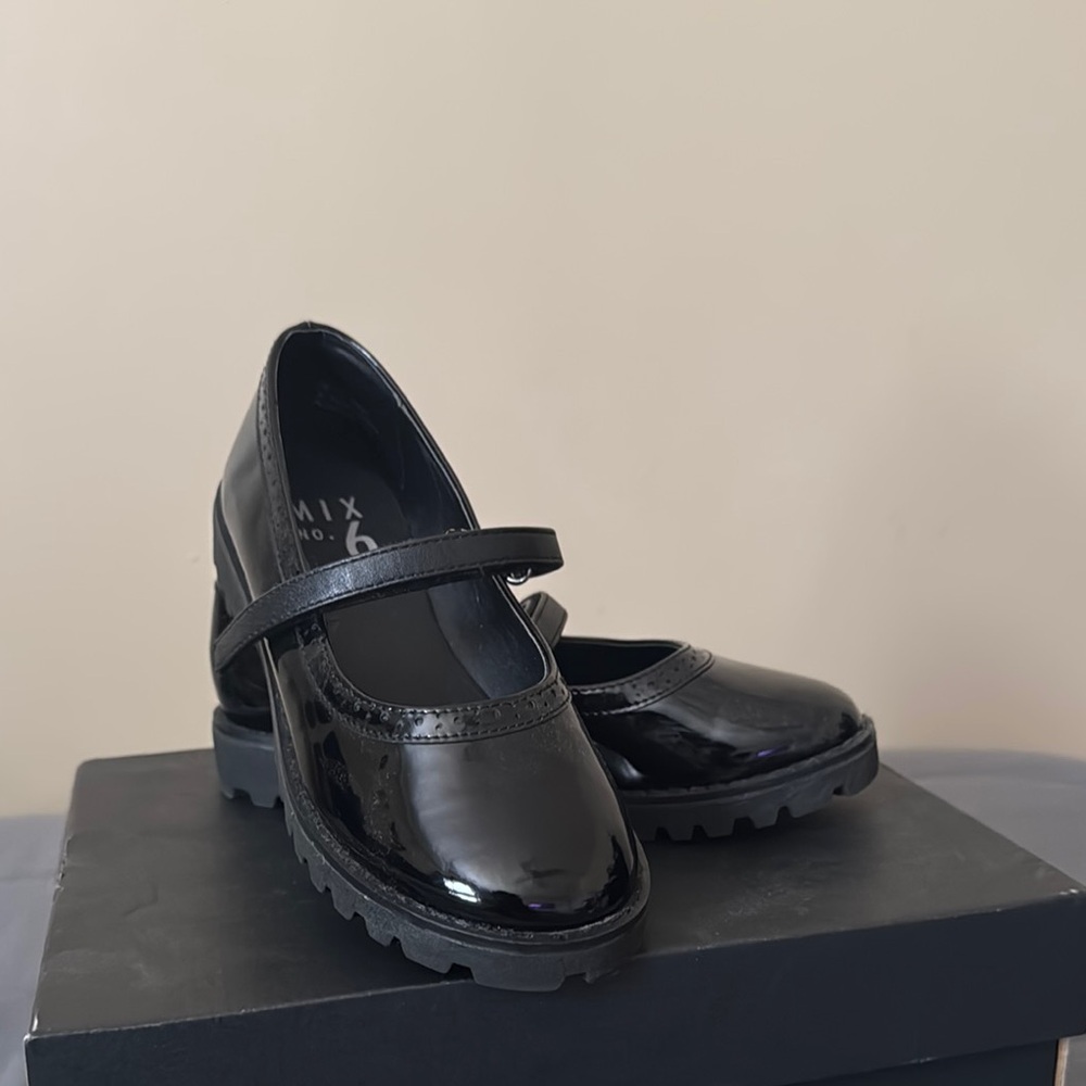 Stylish Black Patent Leather Shoes with Chunky Soles
